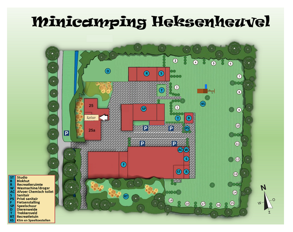 Minicamping Heksenheuvel plattegrond 2018 plaatsnummers 2 min